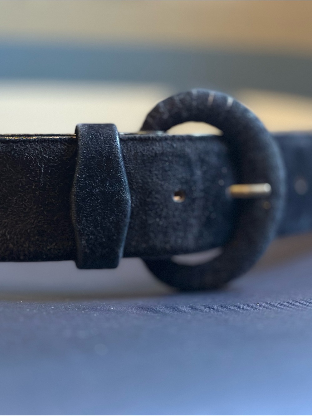 All Week Long Women's Black Suede Round-Buckle Wide Belt L